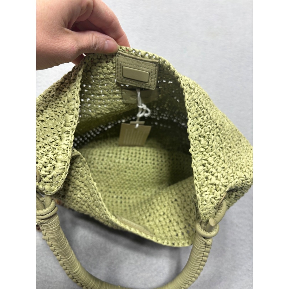 Madewell Camren Straw Bag Sagebrush Shoulder OS Crochet Hobo Bag Green Woven NWT - Picture 5 of 11